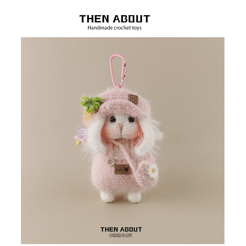 Thenabout Cute Sugar Rabbit Plush Toy Bag Pendant Keychain Accessory Light Luxury High-End Gift