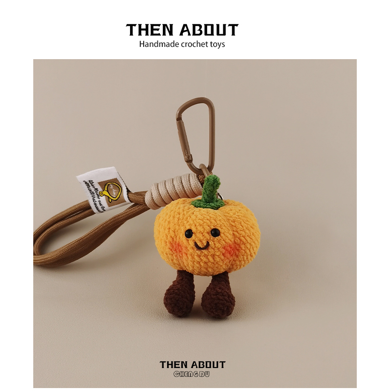 Thenabout Cute and Adorable Pumpkin Plush Toy Bag Pendant Keychain Small Gift