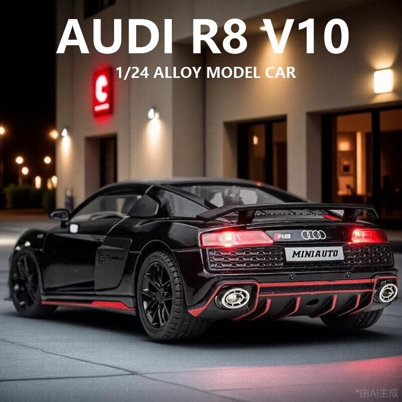 1:24 Audi R8 Car Model Simulation Alloy Sports Car Racing Car Boy's Birthday Gift Toy Car Collection Ornament