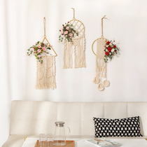 Hand-woven bohemian style Su small tapestry living room bedroom bedside wall decoration Nordic floral set