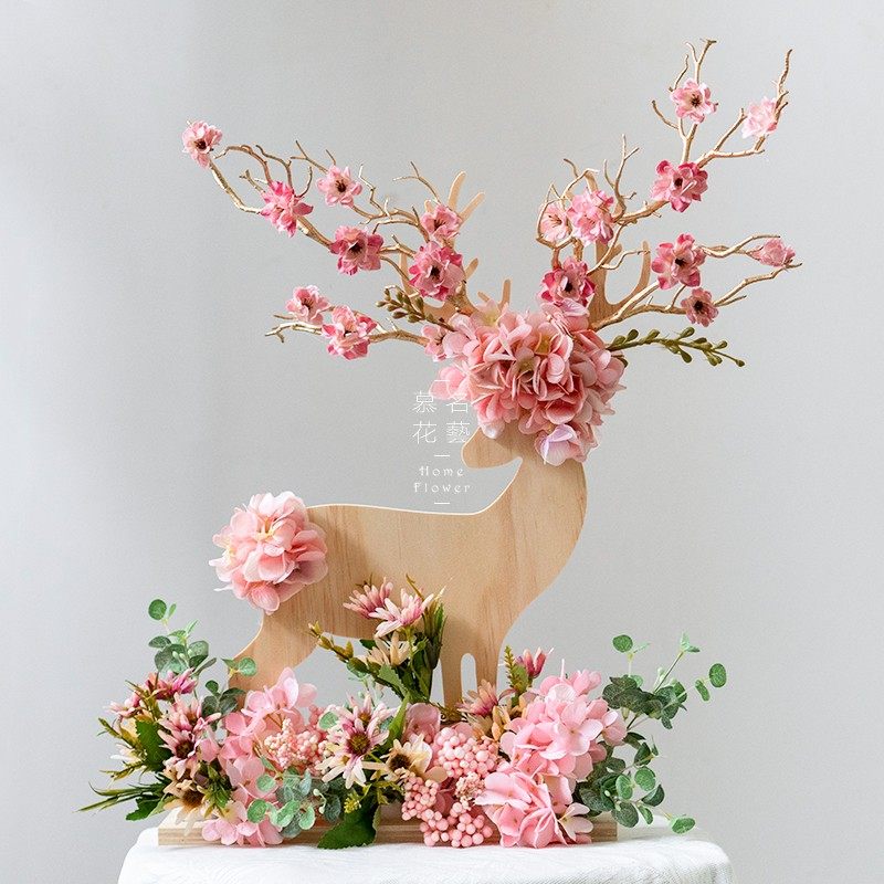 Nordic ins wind fawn shape ornaments entrance living room dining table imitation flower silk flower table decorations