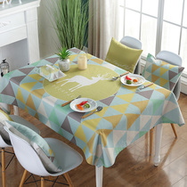 Nordic dining table cloth waterproof anti-hot and oil-proof disposable round table tablecloth table fabric cotton linen hipster coffee table tablecloth home