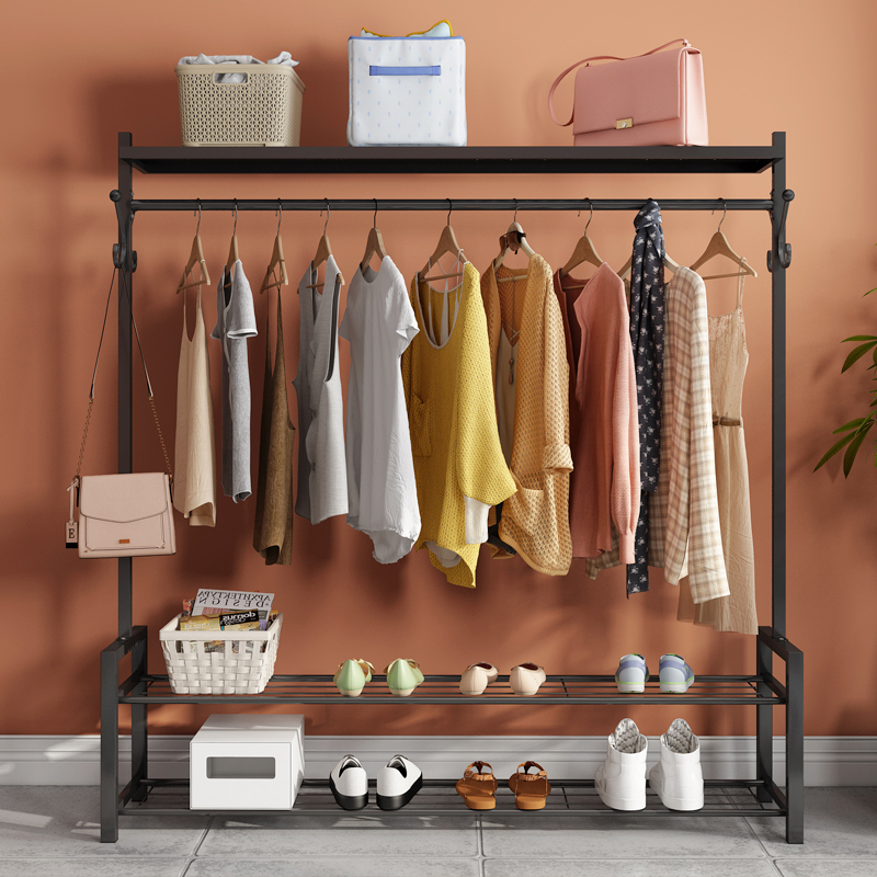 Clothes rack floor-to-ceiling bedroom single-rod clothes drying rack household folding cool clothes rack balcony clothes rack clothes rail