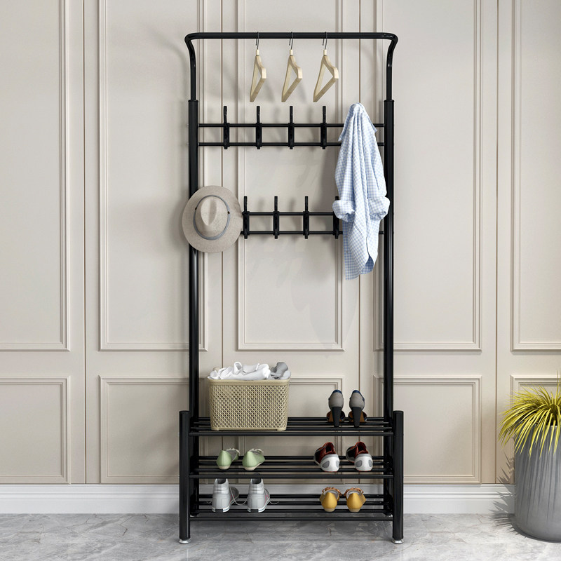 Simple coat rack and shoe rack all-in-one combination hanger floor-to-ceiling bedroom living room home entrance hall entrance door changing shoes stool