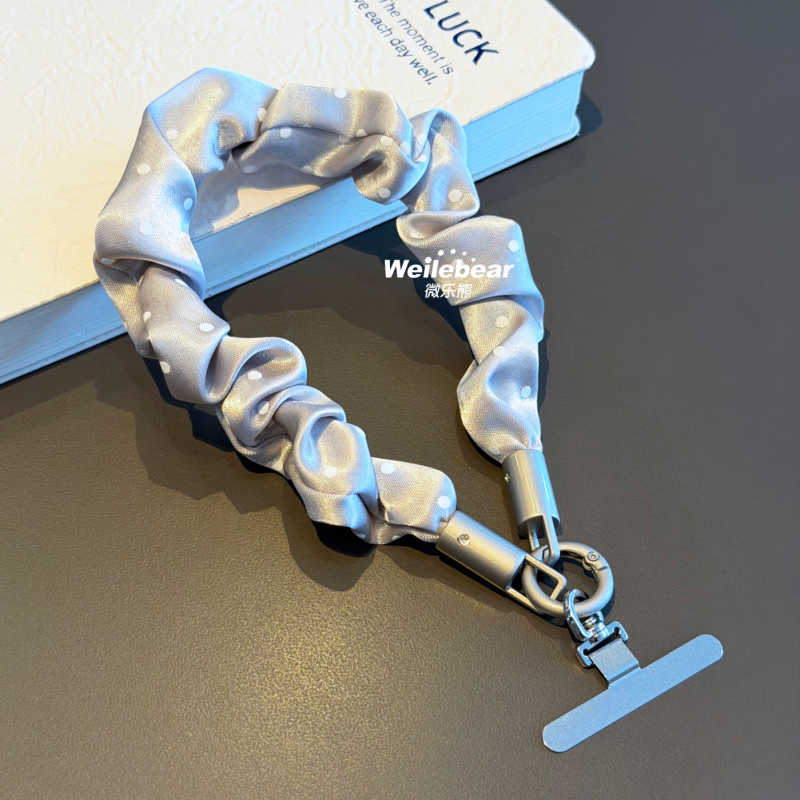 Satin Polka Dot Phone Lanyard Wrist Strap Silk Texture Hand Strap French Pleated Anti-Lost Wrist Strap Hanging Chain Satin Polka Dot Phone Lanyard Wrist Strap Silk Texture Hand Strap French Pleated Anti-Lost Wrist Strap Hanging Chain