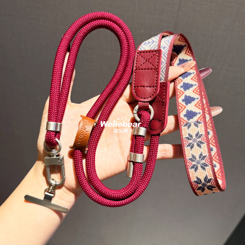 高級オリジナルプリント幅広携帯電話ストラップ、クロスボディ、調節可能、耐久性、アウトドア、落下防止、多目的ロングチェーン