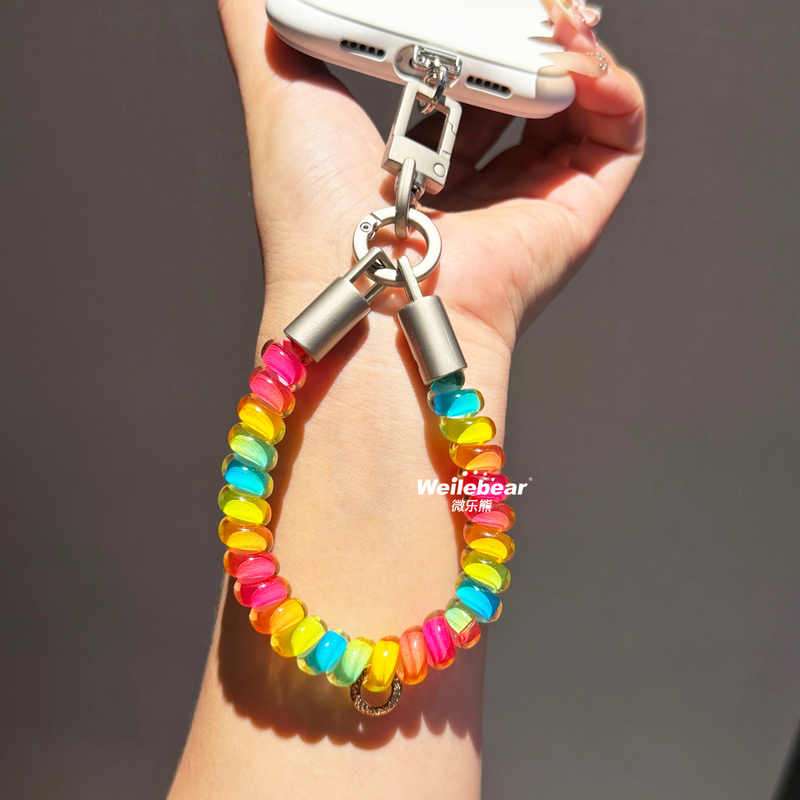 Dopamine-Colored Phone Cord Mobile Phone Chain High Elasticity Thickened Anti-Lost Lanyard ins Creative Keychain Wrist Strap Dopamine-Colored Phone Cord Mobile Phone Chain High Elasticity Thickened Anti-Lost Lanyard ins Creative Keychain Wrist Strap