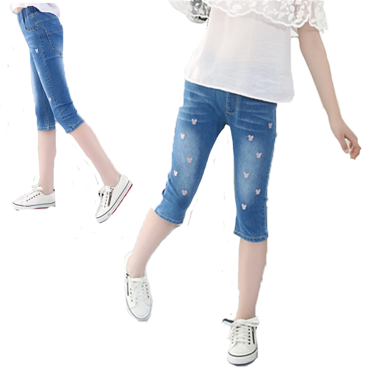 2018 mùa hè mới cô gái Hàn Quốc denim cắt quần bé quần short trong các trẻ em lớn quần âu quần trẻ em