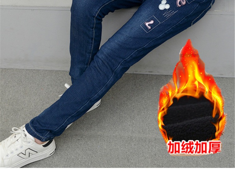 Mùa thu và mùa đông quần áo trẻ em mới quần bé gái dày ở trẻ lớn cộng với quần jean nhung chân quần trẻ em kéo dài bút chì shop trẻ em