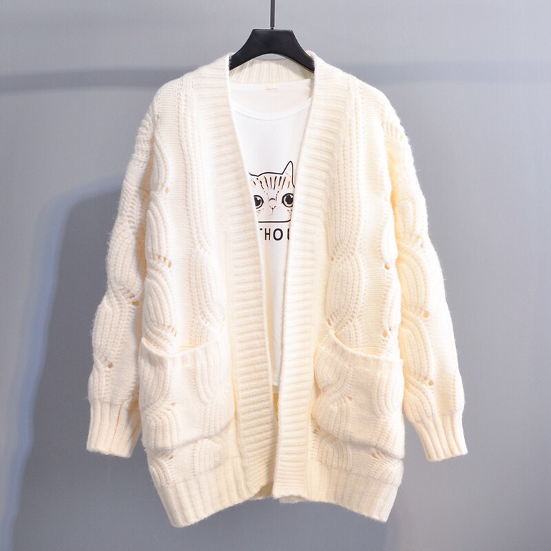 Very fairy sweater women's coat 2022 autumn and winter new net red lazy wind loose hollow knitted cardigan