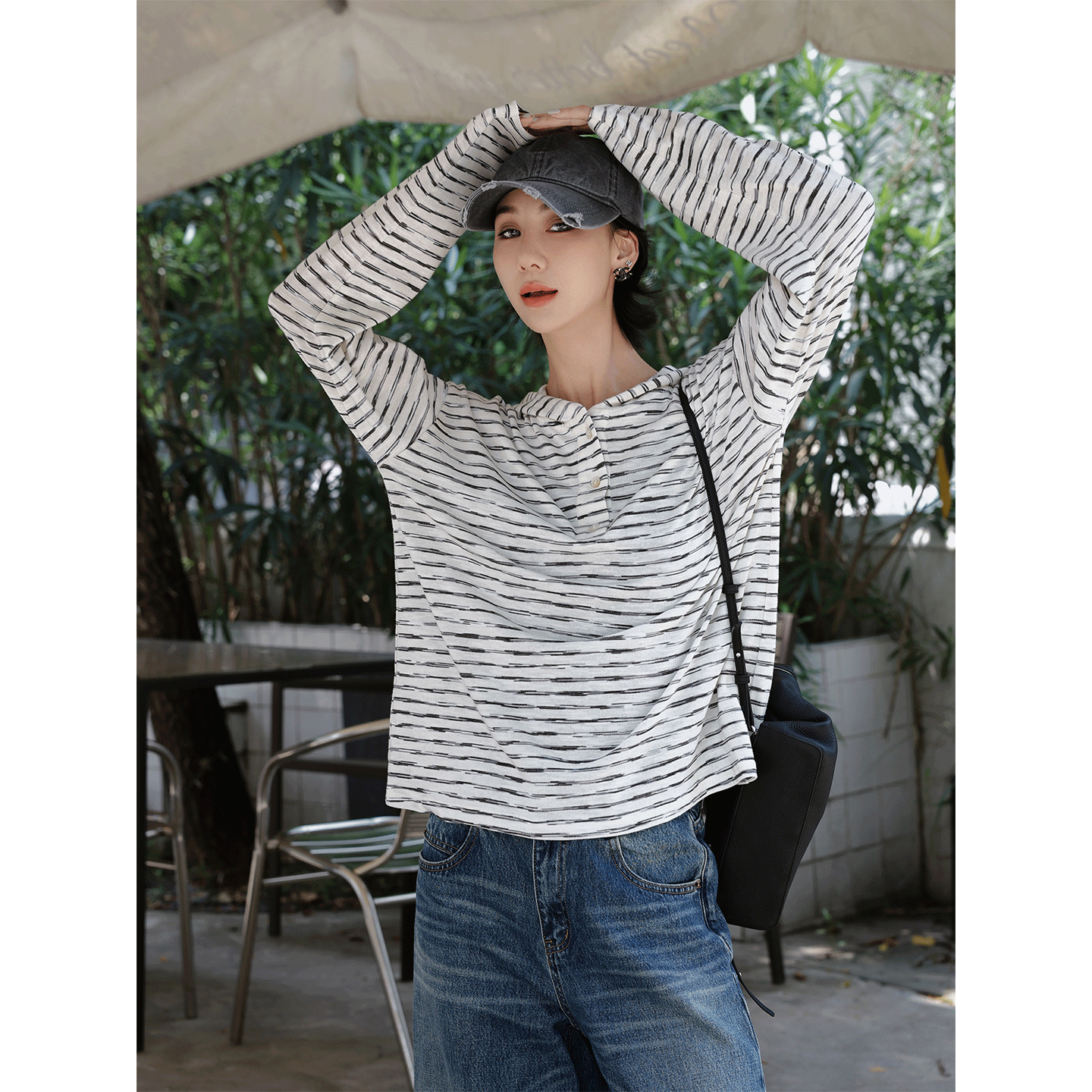 Tt Designer [Trace] Super Stylish Loose Striped Long Sleeve Hooded T-Shirt for Women Spring and Autumn 2026 New Hoodie
