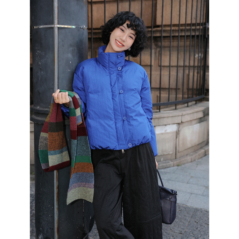 Clearance Sale Tt Designer [Ice Lake Snow] Wrinkled Goose down Short down Jacket Winter Warm Coat