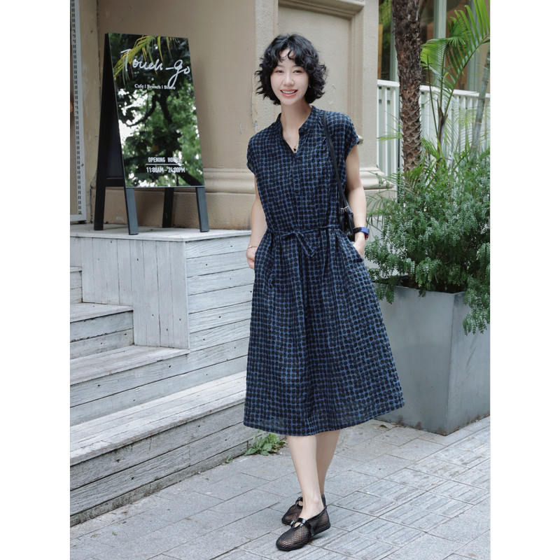Tt Designer [Galaxy Dots] High-End Pure Cotton Salt-Shrunk Retro Polka Dot Dress for Women, New Summer Trend