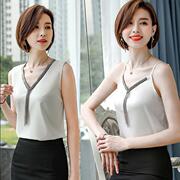 Phụ nữ lớn mã sling vest bìa V-cổ tay phụ nữ T-shirt chạm đáy đầu mùa hè áo sơ mi dưới từ trong ra ngoài mặc một mô hình mới