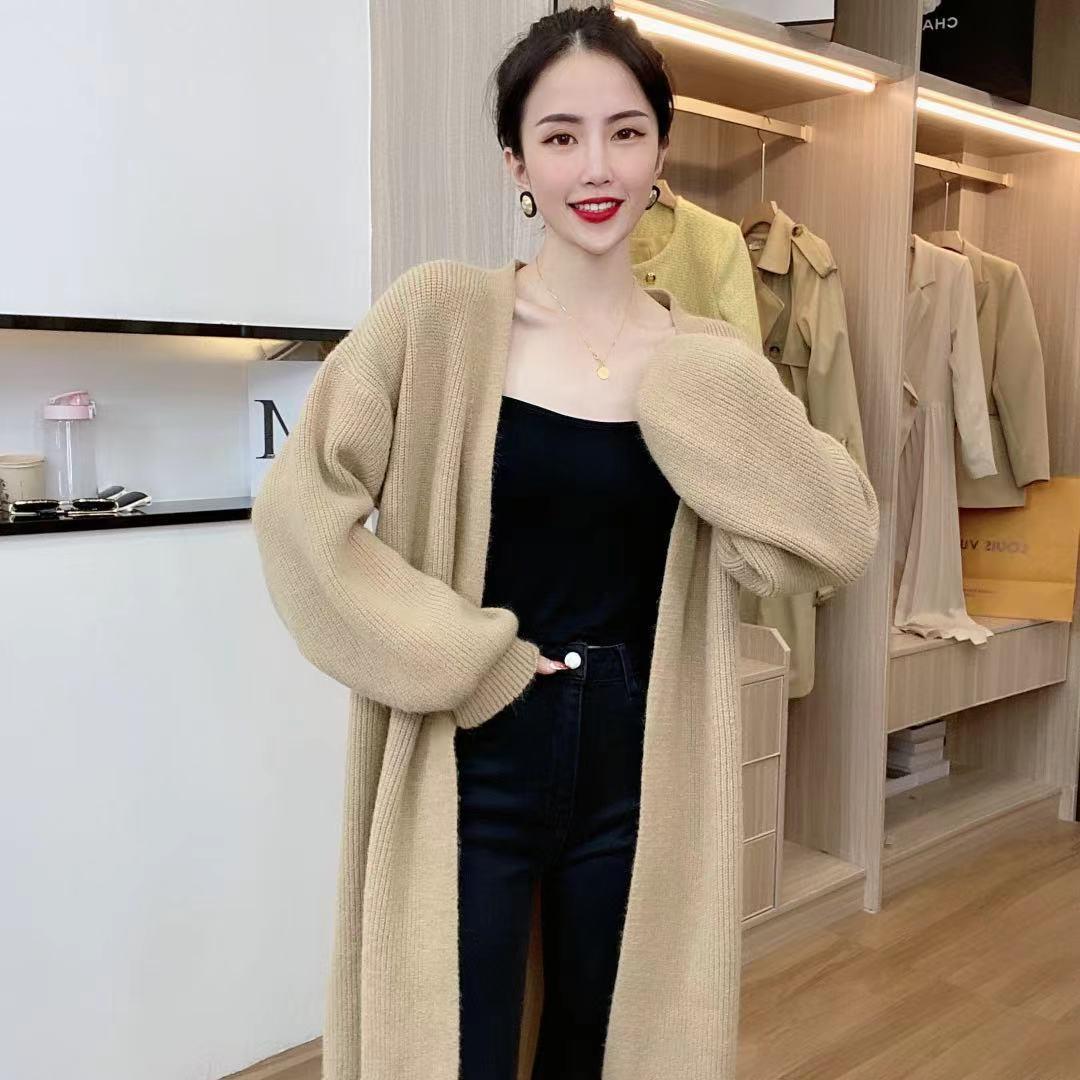 Day series retro cardiovert sweater women 2022 Early spring new outwear Lazy Breeze Medium Long Version Knitted Jacket