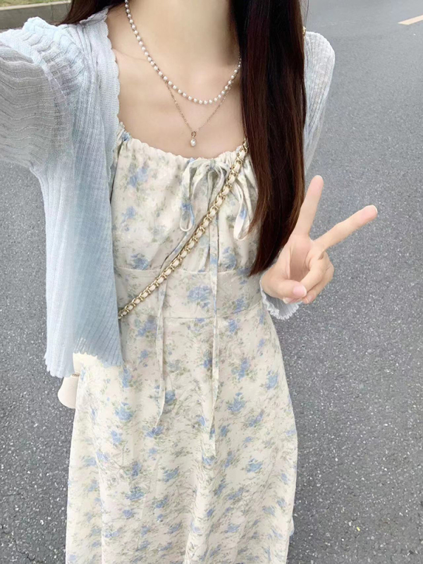 Summer Sun Protection Knit Cardigan for Women, Thin Outerwear to Wear with a Slip Dress, Shawl, Air Conditioning Cover-Up, and Ice Silk Top Summer Sun Protection Knit Cardigan for Women, Thin Outerwear to Wear with a Slip Dress, Shawl, Air Conditioning Cover-Up, and Ice Silk Top
