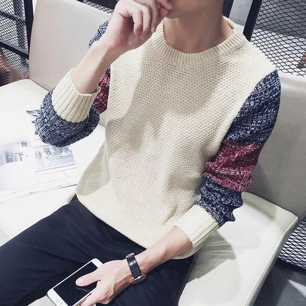 Mùa thu đông 2018 áo len nam cổ tròn mới phiên bản Hàn Quốc của xu hướng áo len giản dị Áo khoác mỏng đẹp trai áo khoác cardigan nam