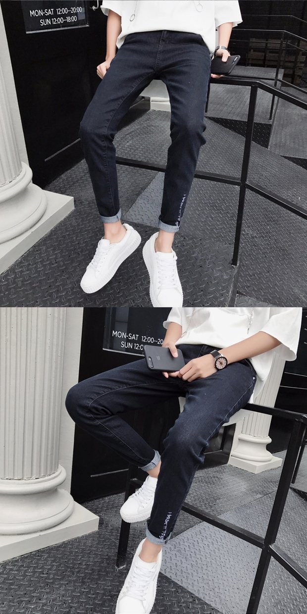 Mùa thu mỏng phần chín quần jeans nam 2018 phiên bản Hàn Quốc của xu hướng tự tu luyện chân mới giản dị 9 điểm quần nam quần áo nam đẹp