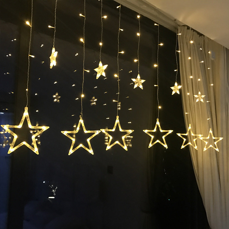 Led small colored lights flashing lights strings full of stars Curtains Light Romantic Room Net Red Decoration Arrange New Year Stars