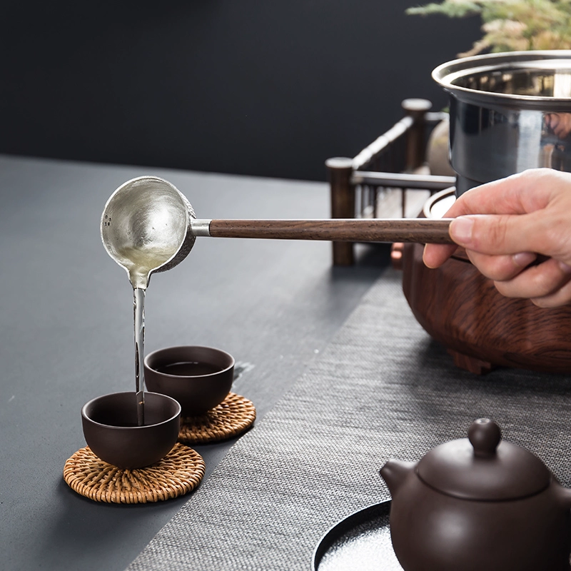 Muỗng trà tay cầm dài bằng gỗ mun tay cầm bên hông muỗng trà bằng thiếc nguyên chất Phụ kiện trà đạo Nhật Bản muỗng trà muỗng trà muỗng trà - Phụ kiện chăm sóc mắt