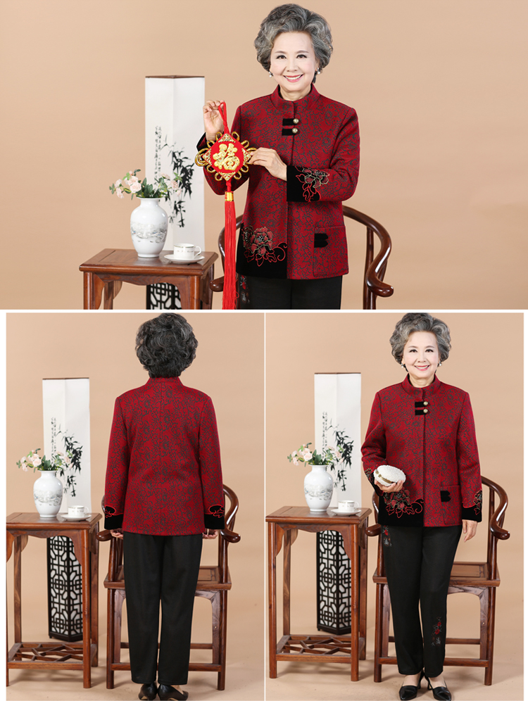 Bà mẹ trung niên áo len dày 60-70-80 tuổi Bà ngoại mùa đông cộng với quần áo mùa thu nhung áo khoác cho phụ nữ 40 tuổi