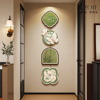 Medieval-Style Entrance Decorative Painting, Green Landscape Corridor, Vintage Art Wall Hanging, Creative Wall Decoration