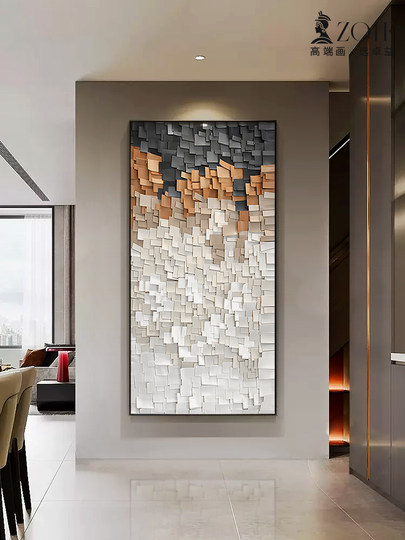 Wabi-sabi style entrance hall decorative painting, abstract modern simple three-dimensional hanging painting, light luxury and high-end corridor mural