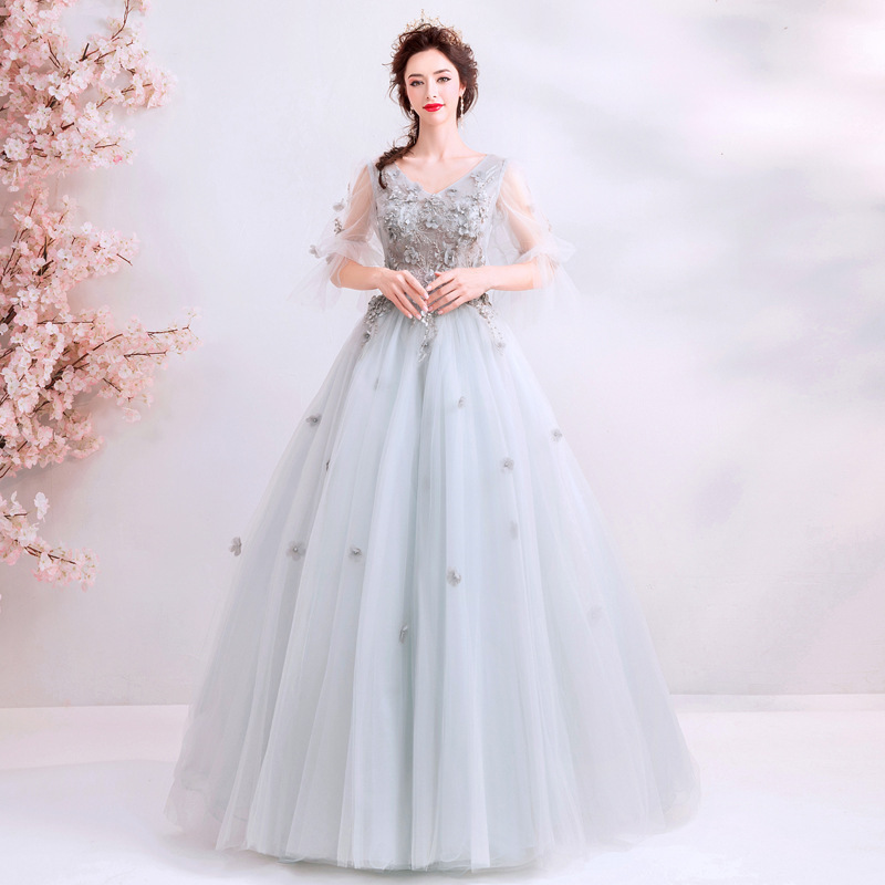 New Gray Long-Sleeve Stage Performance Outfit for Annual Events, Host Runway Show, Wedding Evening Dress with a High-End Feel New Gray Long-Sleeve Stage Performance Outfit for Annual Events, Host Runway Show, Wedding Evening Dress with a High-End Feel