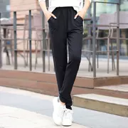 Mùa xuân và mùa thu sản phẩm mới slim quần thể thao thẳng quần thường xuyên quần cô gái cotton màu rắn kích thước lớn lỏng lẻo quần Wei triều