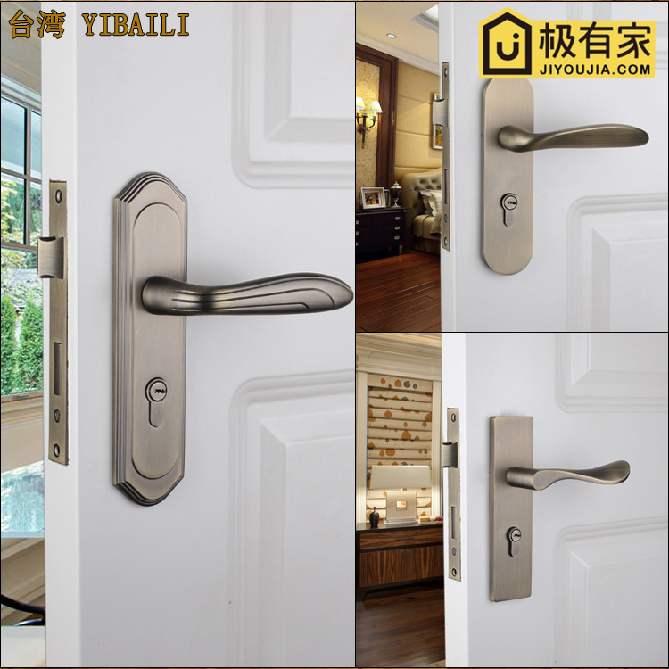 YIBAILI American Door Lock Green Ancient Bronze Indoor Room Door Lock Bedroom Solid Wood Door Silent Home Door Lock Three Sets