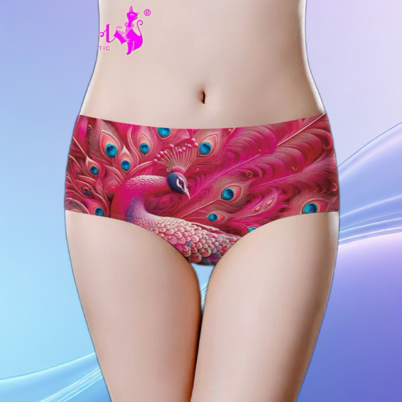 2026 New Red Panties with Beautiful Print, Women's Ice Silk Seamless Cute and Sweet Sexy Panties for Girls