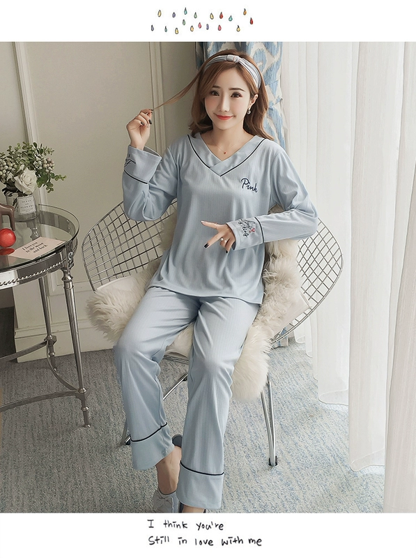Phiên bản Hàn Quốc của bộ đồ ngủ mới cho nữ mùa thu cotton dài tay mùa xuân và mùa thu ngọt ngào và đáng yêu phù hợp với bộ đồ cotton công chúa