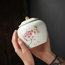 Ceramic tea cans small sealed tea cans household tea warehouse portable tea pot pu-yu black tea leaf storage tank