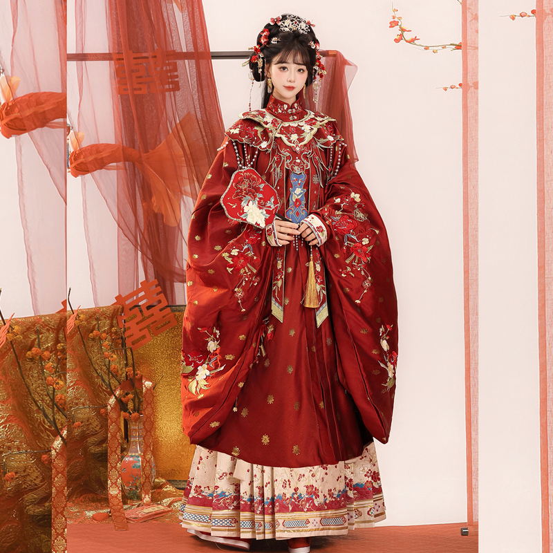 Jinxuange Original [Jinxi] Ming Dynasty Style Hanfu Wedding Dress Cloud Shoulder Horse Face Skirt Set Engagement Wedding Dress Toasting Dress