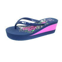 Vietnamese Imported Rubber Lady Summer High Heel Slopes Heel Anti Slip Fashion Herringbone drag Outdoor wearing beach clips Toes Cool