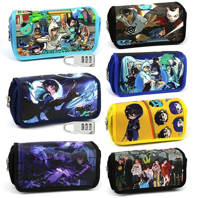 Assassin five six seven pencil bag large-capacity primary and secondary school students male and female net red stationery box canvas password lock pencil bag Wu