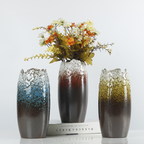 Ceramic vase retro dried flowers flower Flower insert hydroponic flower living room Chinese pottery soft decoration home decoration