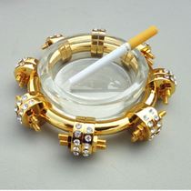 Glass Ashtrays Luxury stainless steel decorated ashtrays metal black low price