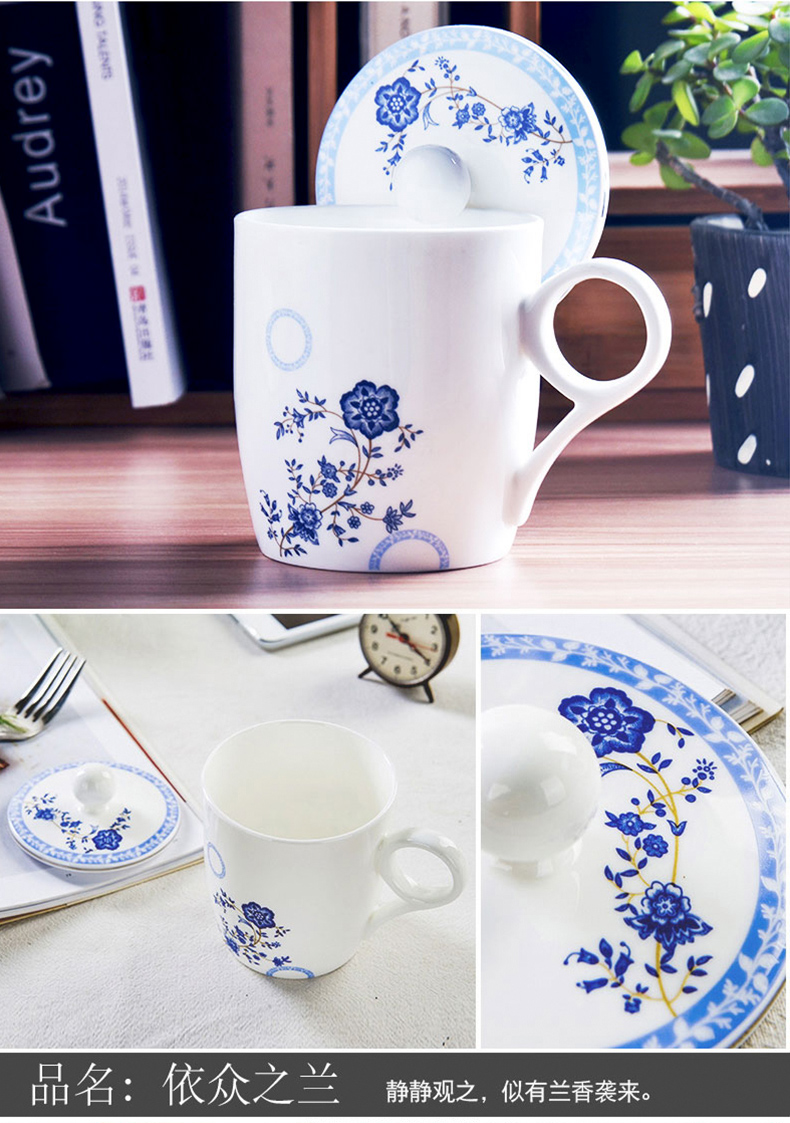 "According to the tangshan ipads porcelain cup ceramic cup with cover glass office cup high - grade conference cup cup move