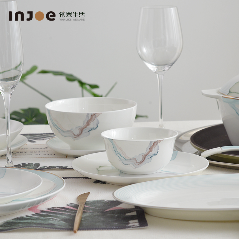 "According to the tangshan ipads China to eat rice bowl individual household porcelain tableware creative large bowl of noodles bowl soup bowl northern dishes