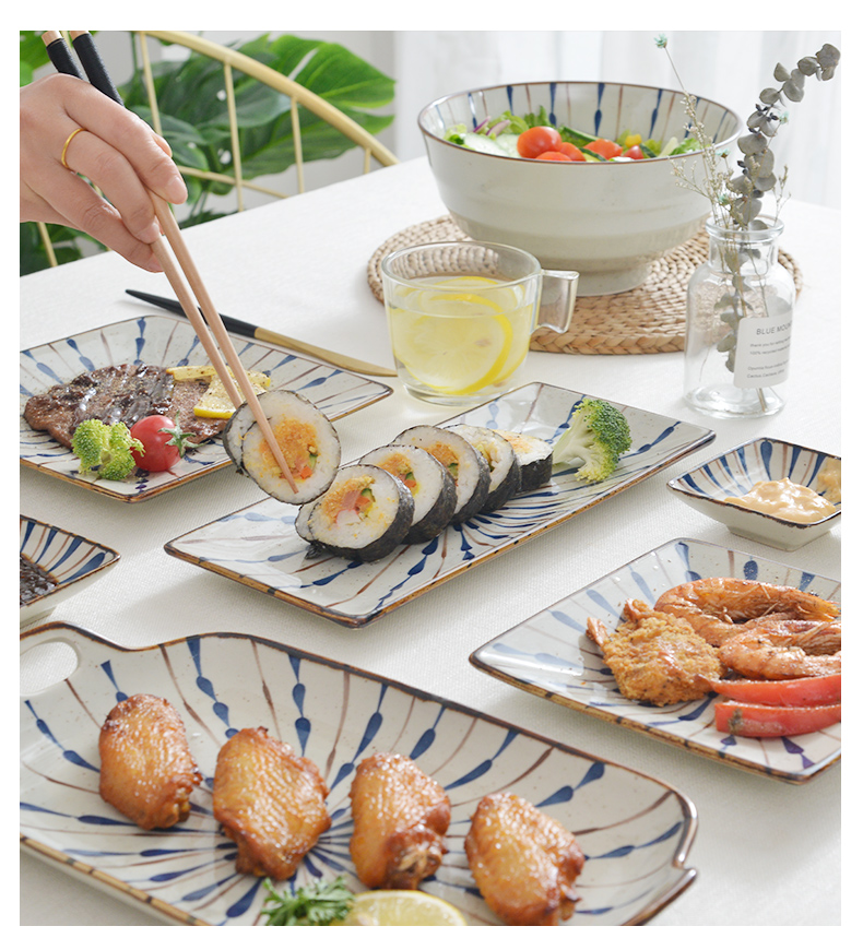 Under the glaze color Japanese dishes suit household northern wind creative ceramic bowl chopsticks tableware plate combination suit for dinner