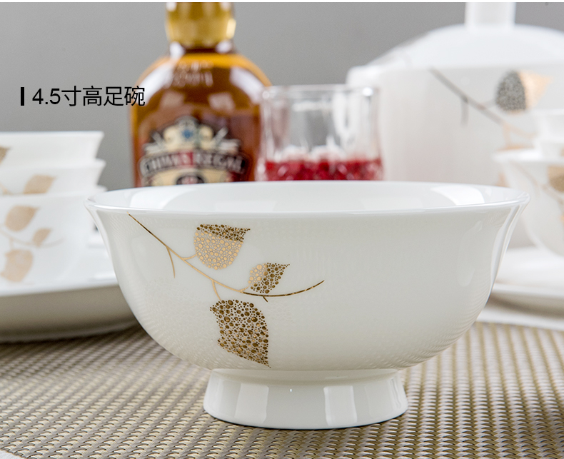European household tangshan ipads porcelain tableware suit 56 head contracted ceramic western - style dishes suit to use chopsticks dishes dishes