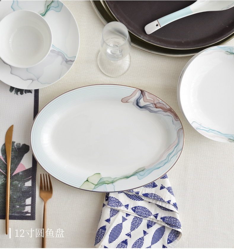 "According to the tangshan ipads China to eat rice bowl individual household porcelain tableware creative large bowl of noodles bowl soup bowl northern dishes