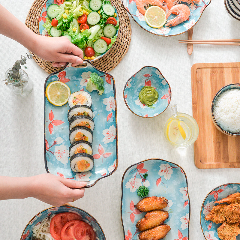 Japanese under glaze color porcelain tableware, lovely ins set a single rainbow such as bowl bowl of creative move job home 0
