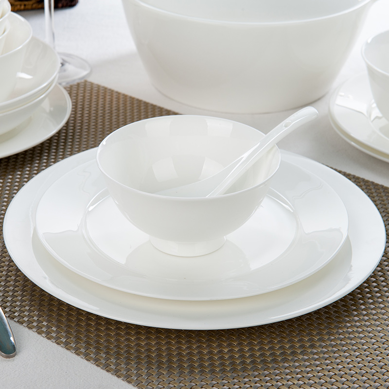 Pure white household ceramic bowl chopsticks dishes tangshan ipads porcelain tableware rainbow such as bowl Chinese rice bowl small bowl of soup bowl dish