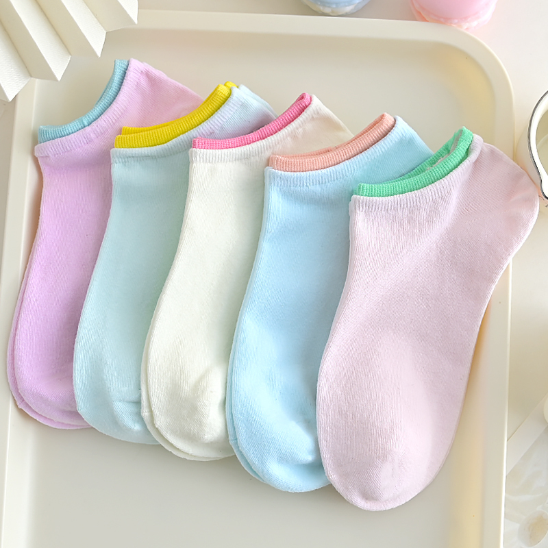 Women's Short Socks, Shallow Cotton Socks, Cute Japanese Style, Thin Summer Low-Cut Socks, Korean White Simple ins No-Show Socks