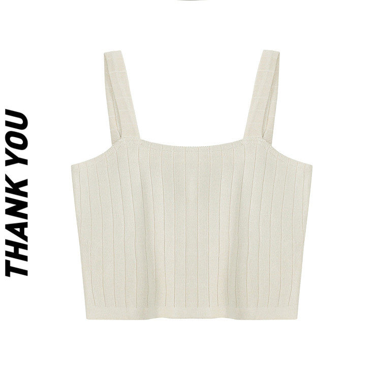 Yellowish not annoying with pure color vertical stripe Short harnesses small vest woman 2022 Summer new little sexy hot girl single wearing a blouse