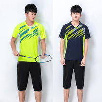 Mens short sleeves Pants Shuttlecock ball table tennis match Jacket Speed Dry Sports Wear Badminton Tennis Suit Training Group Purchase