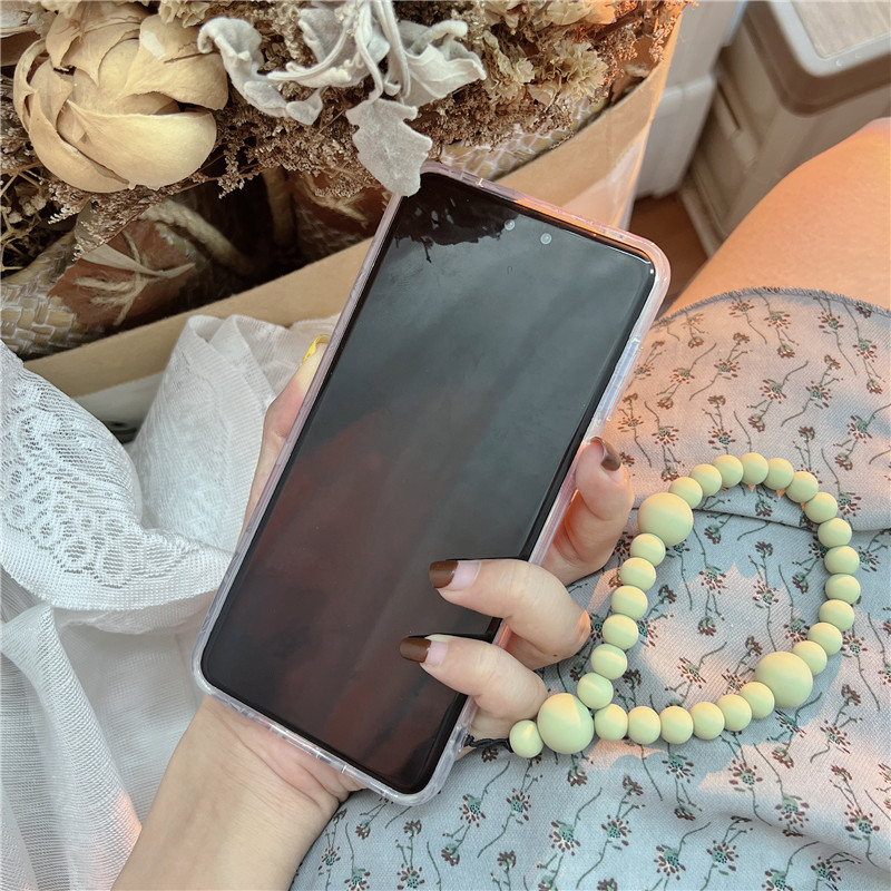 Braccialetto estivo fresco con lettera floreale verde menta mambo perline adatto per Huawei Mate60Pro cordino da polso creativo_voghion.com