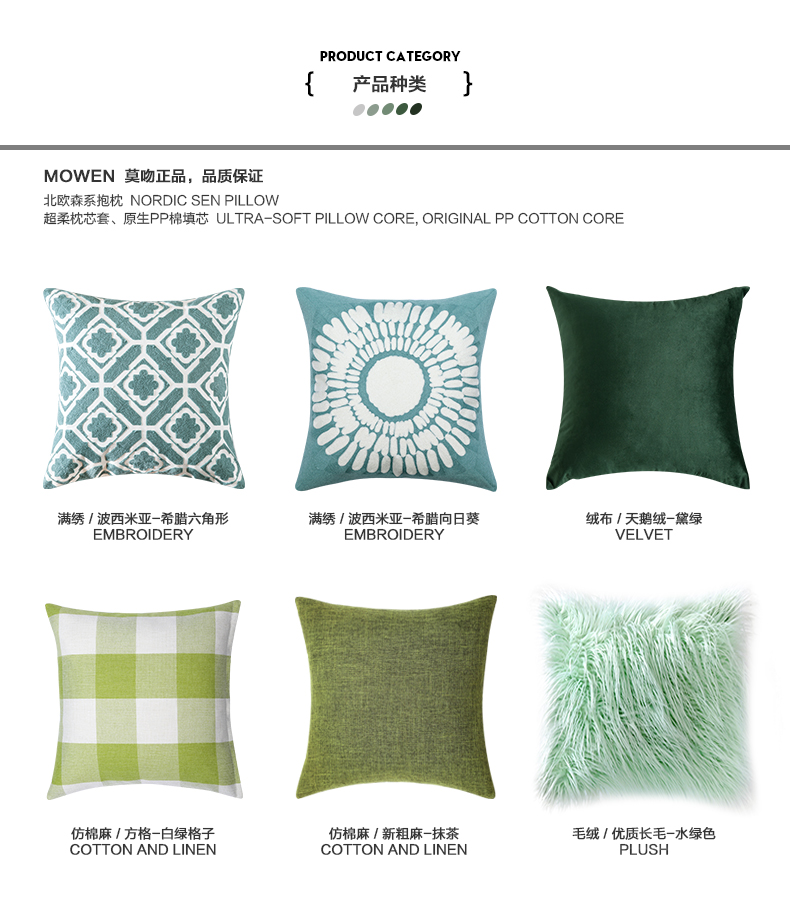 MOWEN Bắc Âu gối sofa đệm phòng khách nhỏ tươi gối ghế trở lại gối không lõi - Trở lại đệm / Bolsters gối ghế sofa